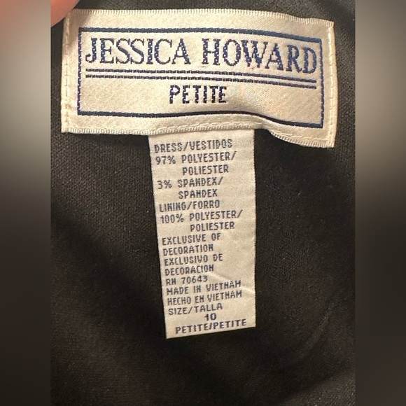 Jessica Howard Petite Black & White Polka Dot Sheath Dress - Size 10P - Picture 8 of 8